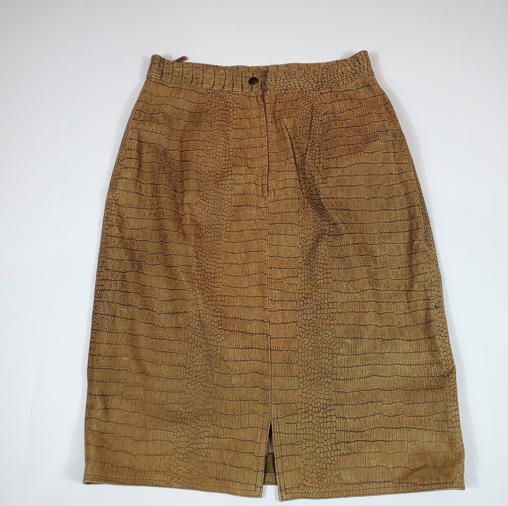 WinLit Women's Lined Leather Skirt Size 12 Brown